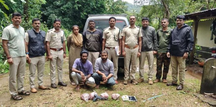Chembu forest Gaur poaching case Koyanadu forest officers arrest suspects Eco car gun seized