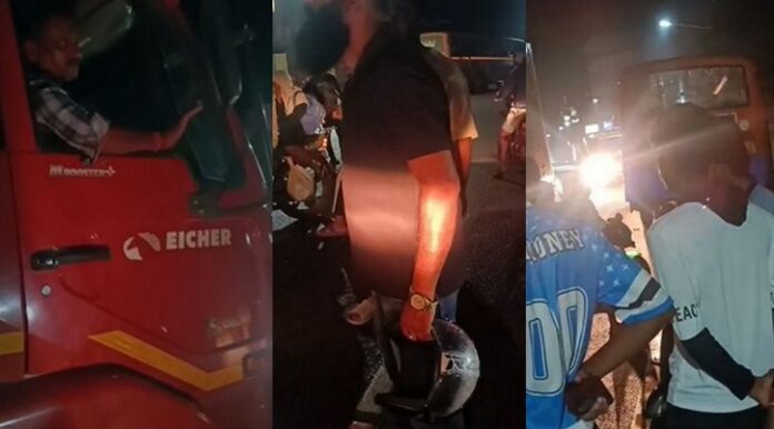 Kadaba town reckless lorry driving public confronts driver near Kadaba police station highway