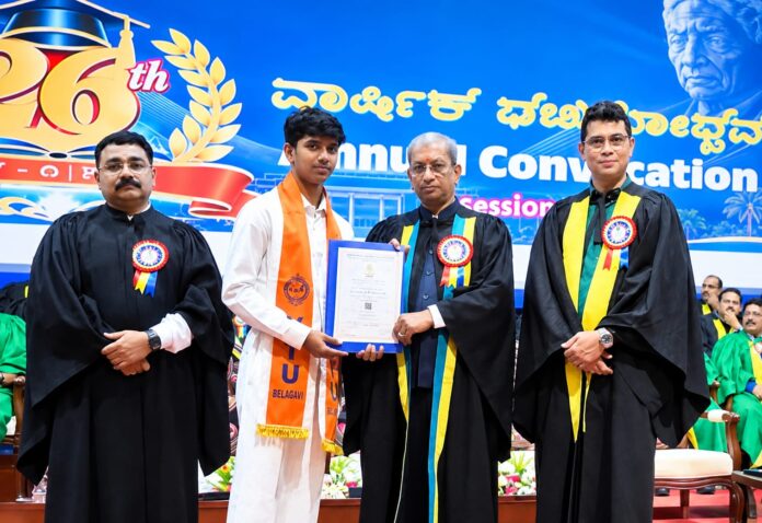 Kadaba Kutruppady student Nitheesh receives VTU 3rd rank in Biomedical Engineering at 26th convocation from Governor Thawar Chand Gehlot